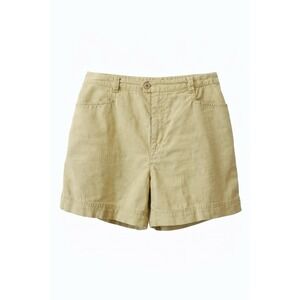 Liz Claiborne Lizwearn Green Linen Blend High Waist Shorts Petite Size 14
